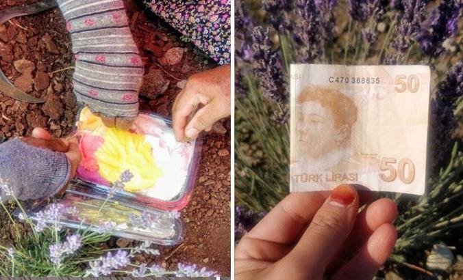 Tarlada çalışan kadın işçilere dondurma alınması için 50 lira bıraktı