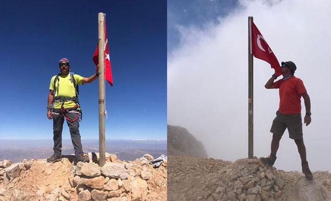 Aladağlar'ın zirvesinde 7 Türk bayrağı