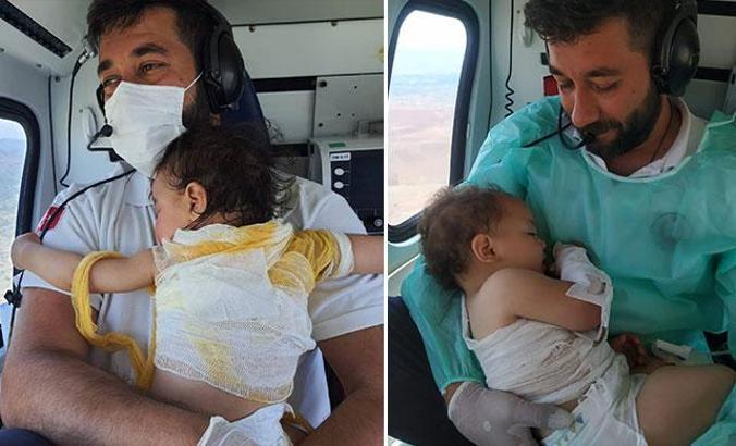 Beril bebekten sonra bu kez Zeynep bebek, o sağlıkçının kucağında