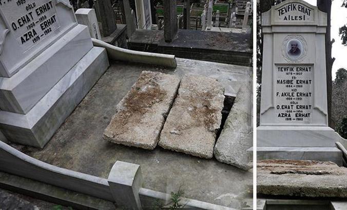 Azra Erhat'ın mezarına ikinci saldırı