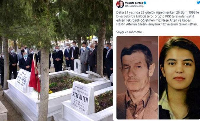 Şehit öğretmen Neşe ile babası mezarı başında anıldı