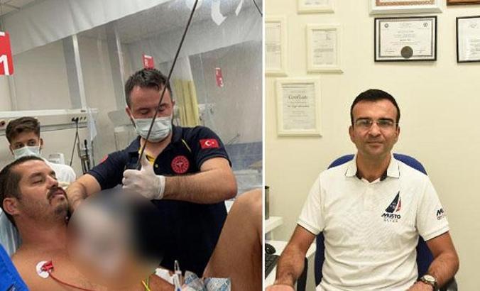 Göğsüne saplanan zıpkın, hastanede çıkarıldı
