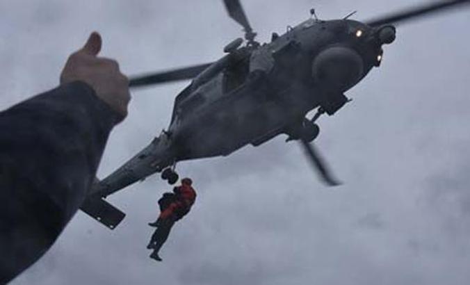 The soldier who lost his mother was taken from the submarine by helicopter