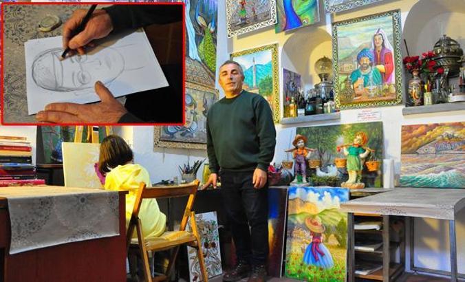 Robot resim çizen polis, emekli olunca öğrencilere resim dersi vermeye başladı