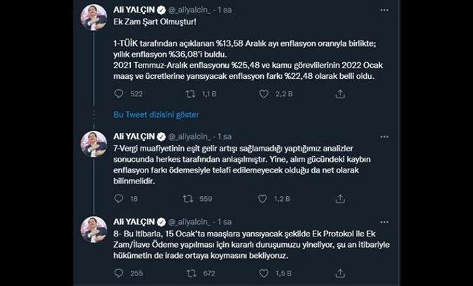 Memur-Sen Genel Başkanı Yalçın: Ek zam şart oldu