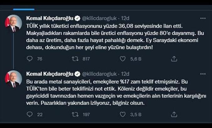 Kılıçdaroğlu'ndan 'enflasyon' açıklaması