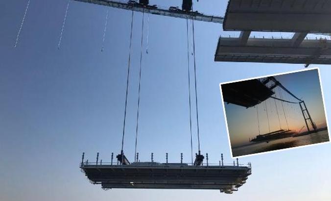 Çanakkale Köprüsü'nün 29’uncu tabliye bloku yerleştirildi