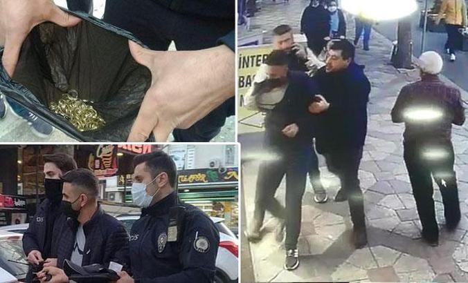 Kuyumculara bir torba dolusu sahte altın alyans satmaya çalışırken yakalandı