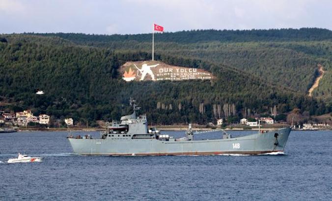 Russian warship Orsk passed through the Dardanelles