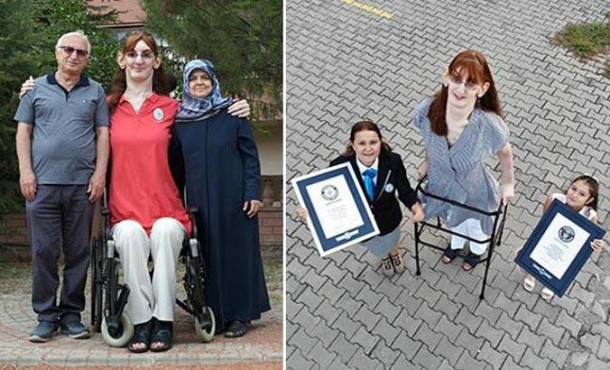 2 metre 15 santimetre boyundaki Rümeysa, 'Dünyanın en uzun kadını' olarak Guinness'te