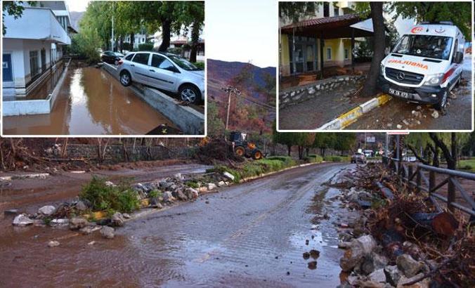 Marmaris'te selin zararı gün ağarınca ortaya çıktı