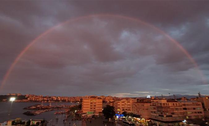 Rainbow at sunset in Canakkale