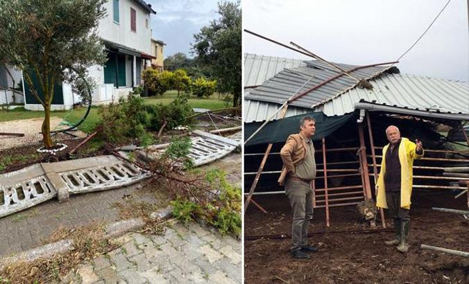 Çeşme'de hortum; çatılar uçtu