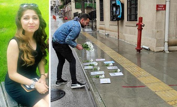 Üniversiteli Gizem'in öldüğü yere 19 çiçek bırakıldı
