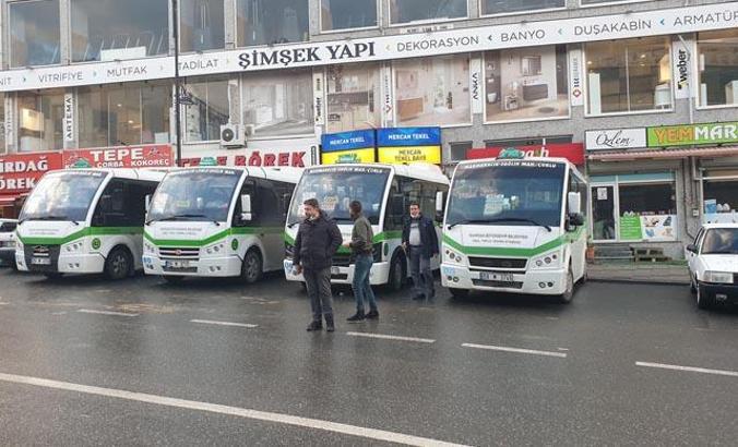 Tekirdağ'da güzergahları değiştirilen minibüsçülerden eylem