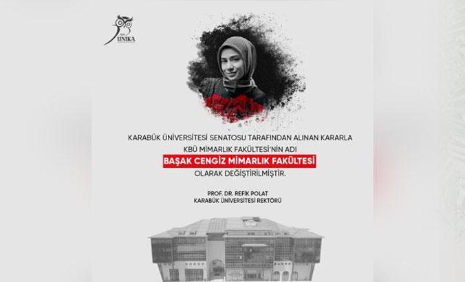 Başak Cengiz’in ismi, Karabük Üniversitesi Mimarlık Fakültesi’nde yaşatılacak