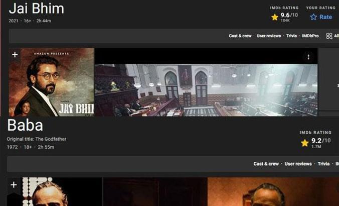 Hint filmi Jai Bhim, IMDB en çok beğenilenlerde 'Baba' filmini geride bıraktı