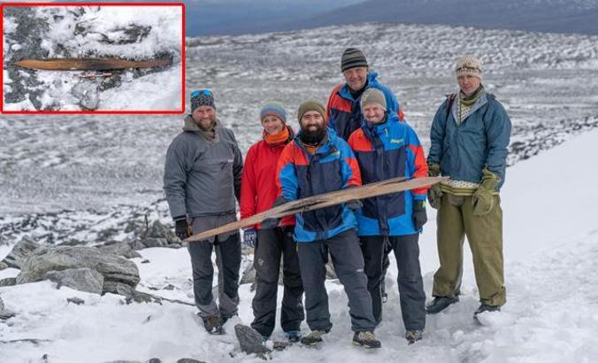 Norveç’te arkeologlar, buzullarda 1300 yıllık kayak takımı buldu