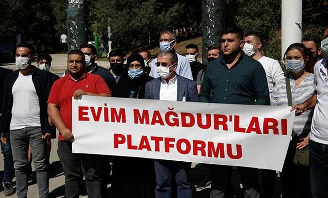 'Evim Mağdurları Platformu üyeleri Şişli Demokrasi Parkı'nda eylem yaptı