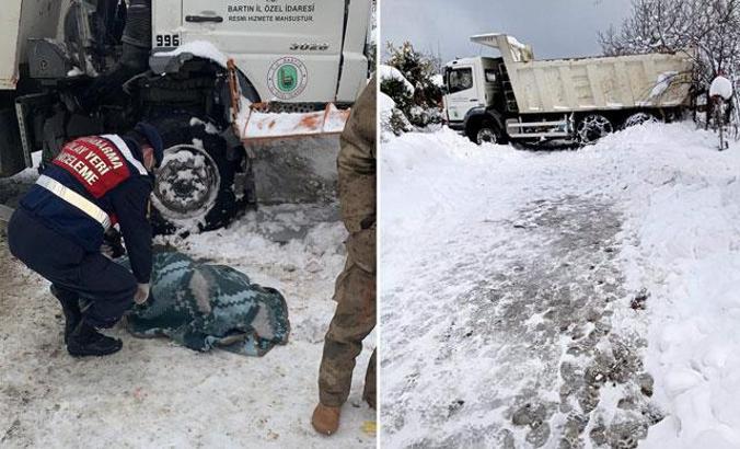 İş makinesi ile kamyon arasında sıkışıp öldü