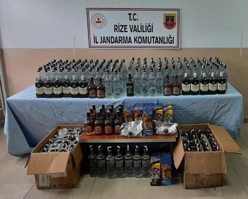 Rize'de sahte içki operasyonu; 1 gözaltı