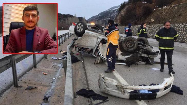 Takla atıp, ters dönen otomobilde sürücü öldü