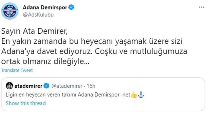 Adana Demirspor'dan ünlü komedyen Ata Demirer'e davet