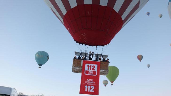 '112 Günü'nü yerden metrelerce yükseklikte kutladılar