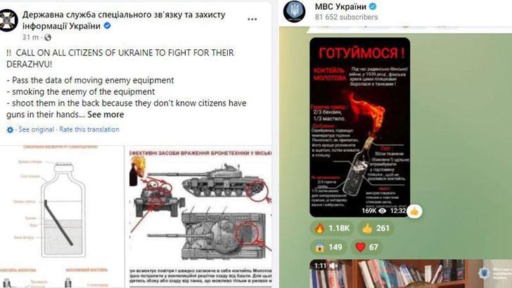 Ukrayna İçişleri Bakanlığı Molotof Kokteyli yapımı içeren görseller paylaştı