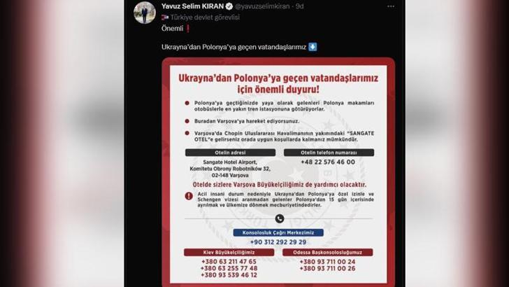 Dışişleri'nden, Ukrayna'dan Polonya'ya geçen Türk vatandaşlara uyarı