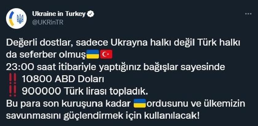 Ukrayna Ankara Büyükelçiliği: Sadece Ukrayna halkı değil Türk halkı da seferber olmuş