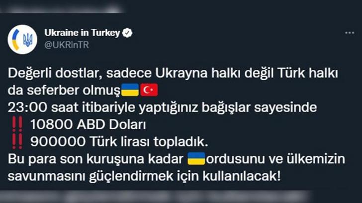 Ukrayna Ankara Büyükelçiliği: Sadece Ukrayna halkı değil Türk halkı da seferber olmuş