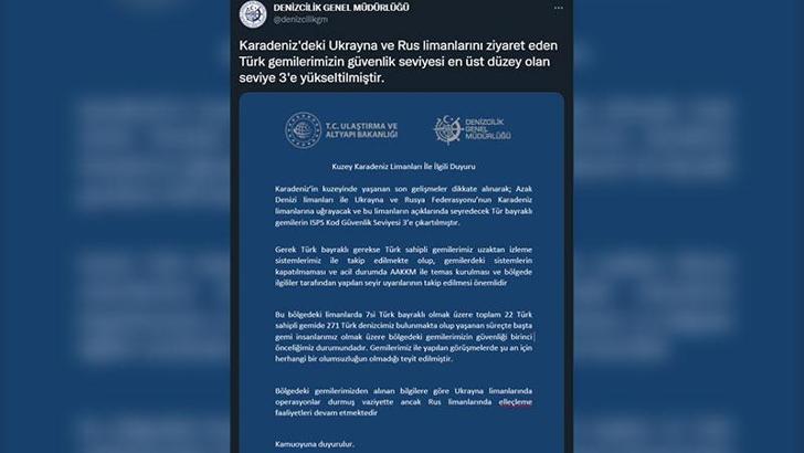 Türk bayraklı gemilerin güvenlik seviyesi en üst düzeye çıkarıldı