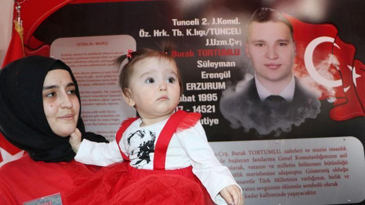 Şehidin adının verildiği kütüphanenin açılışına 1 yaşındaki kızı İkra da katıldı