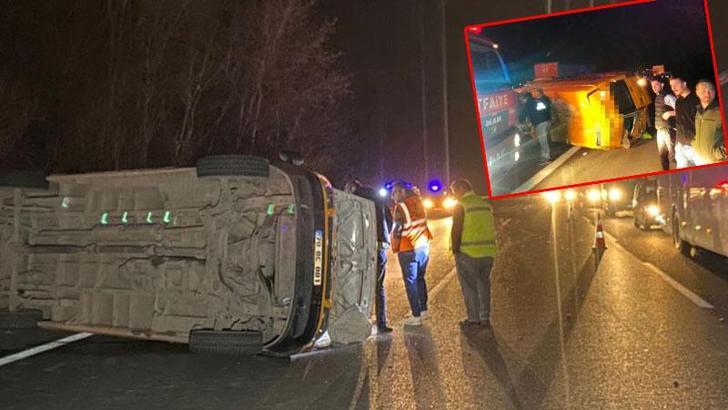 TEM'de otomobil, minibüse çarptı: 7 yaralı