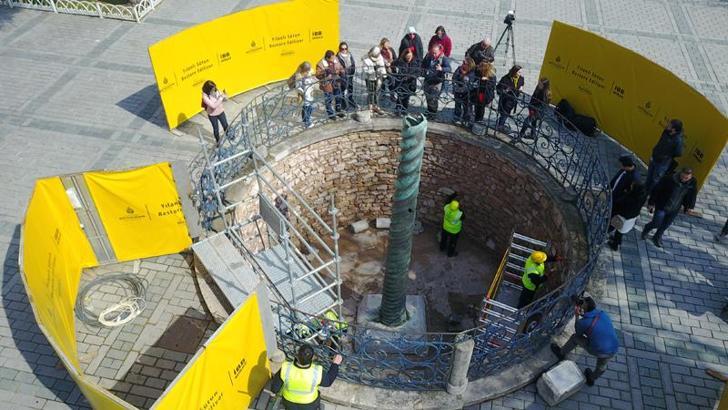 The 2,500-year-old Serpent Column is being restored; The most important bronze work in Istanbul