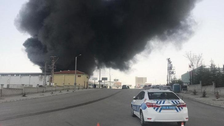 Karaman'da plastik fabrikasında yangın