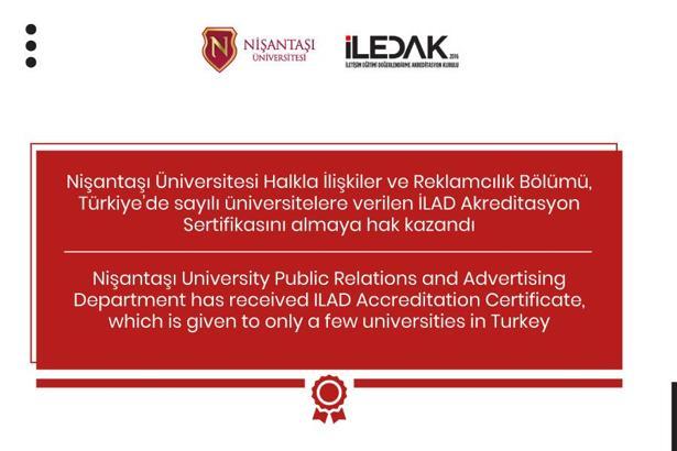 Nişantaşı Üniversitesi Halkla İlişkiler ve Reklamcılık Bölümü’ne İLEDAK’tan akredite