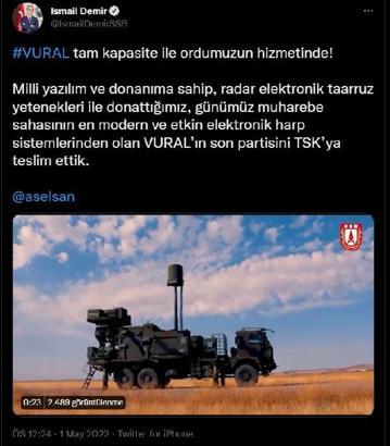 'VURAL'ın son partisi TSK'ya teslim edildi
