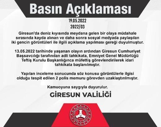 Liseli öğrencileri ifşa eden 2 polise uzaklaştırma