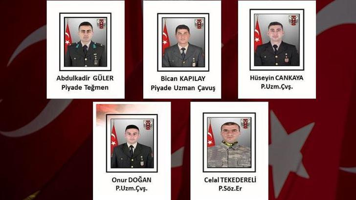 MSB: Pençe-Kilit bölgesinde 5 asker şehit oldu