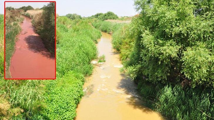 Nif Çayı, kamyondan dökülen atıklar nedeniyle kırmızı akmış