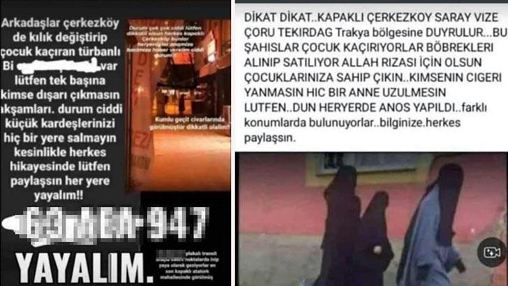 Tekirdağ'da çocuk kaçırma paylaşımları için 'gerçek dışı' açıklaması