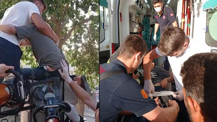 Dut toplarken düşen çocuğun kalçasına korkuluk demiri saplandı