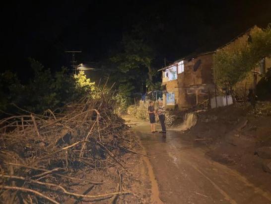 Ordu'da dere taştı, 9 evi su bastı