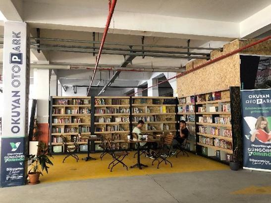 Güngören'de köyiçi otoparkının bir kısmı kütüphaneye çevrildi