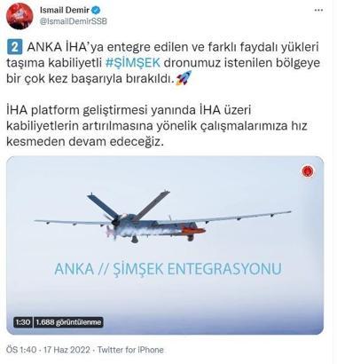 İsmail Demir: 'ANKA- Şimşek' entegrasyonu başarıyla yapıldı