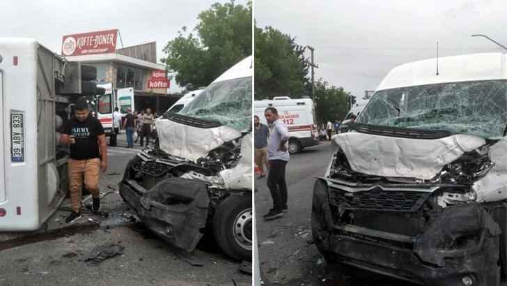İşçi servis midibüsü ile minibüs çarpıştı: 11 yaralı
