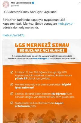 LGS sonuçları açıklandı