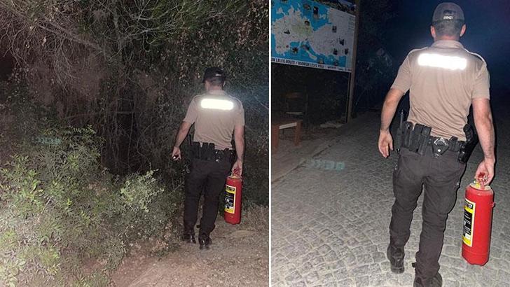 Bodrum'da ormanları devriye görevi yapan polis ve bekçiler koruyor